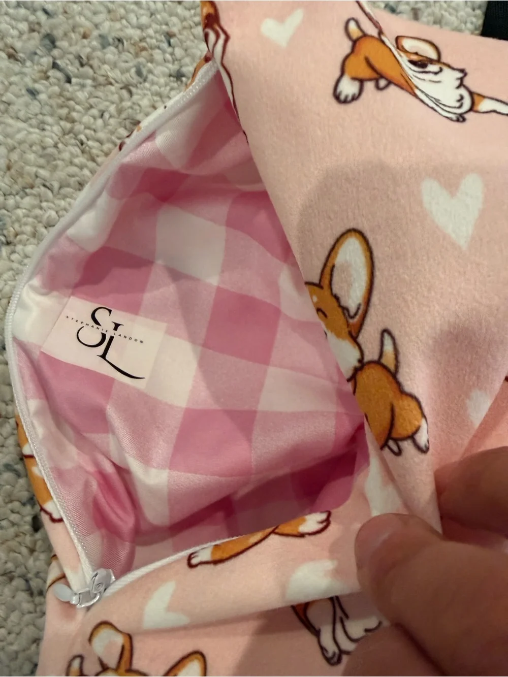NEW Handmade Oversized Corgi Dog Print Pink Bow Statement Backpack